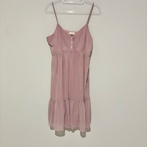 Alredine polka dot tiered babydoll dress dusty pink size large